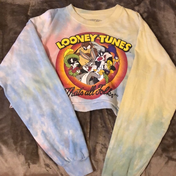 Tops - vintage tie-dye cropped Looney Tunes long sleeve